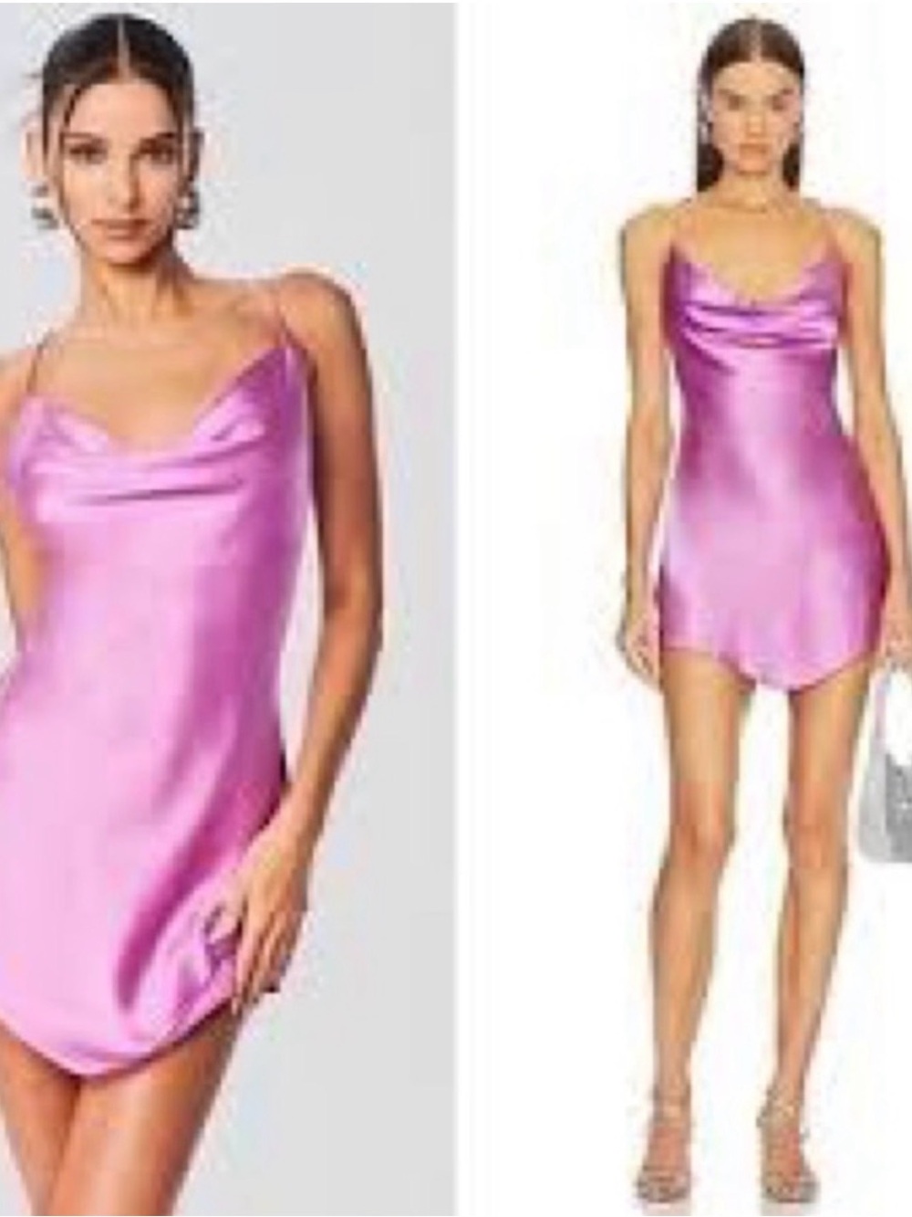 SER.O.YA Satin Cowl Slip Dress - Pink